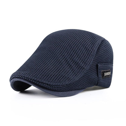 Men's Lightweight Mesh Flat Cap Summer Ivy Hat Adjustable Newsboy Cap for Golf Driving Casual Wear Ventilated
