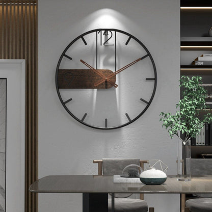 Horloge murale ronde moderne avec finition bois et mécanisme à quartz silencieux | Élégante pièce d'horlogerie pour la décoration intérieure