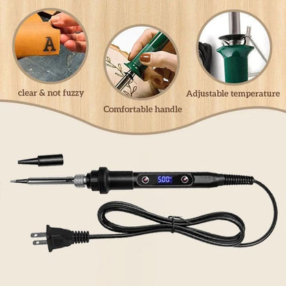 Adjustable Temperature Pyrography Tool Kit for Wood, Leather & Metal