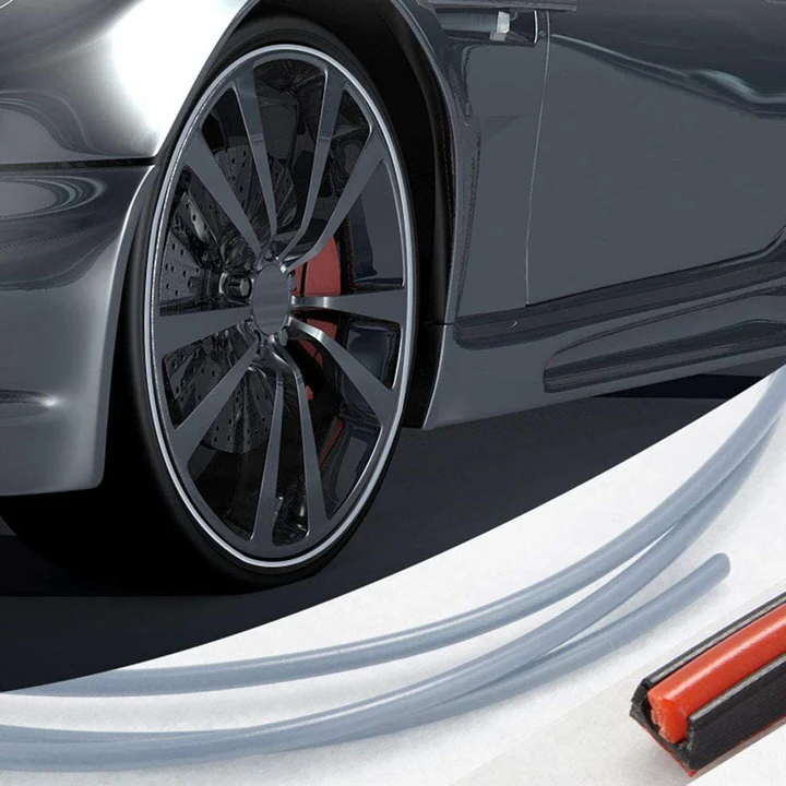 Adhesive Wheel Rim Guard Strip – Rubber Edge Protector Tape for Car Rims, Curb Rash Prevention, 26 ft Roll, DIY Install, Universal Fit for