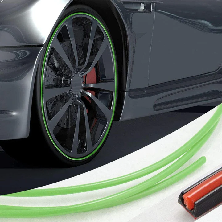Adhesive Wheel Rim Guard Strip – Rubber Edge Protector Tape for Car Rims, Curb Rash Prevention, 26 ft Roll, DIY Install, Universal Fit for