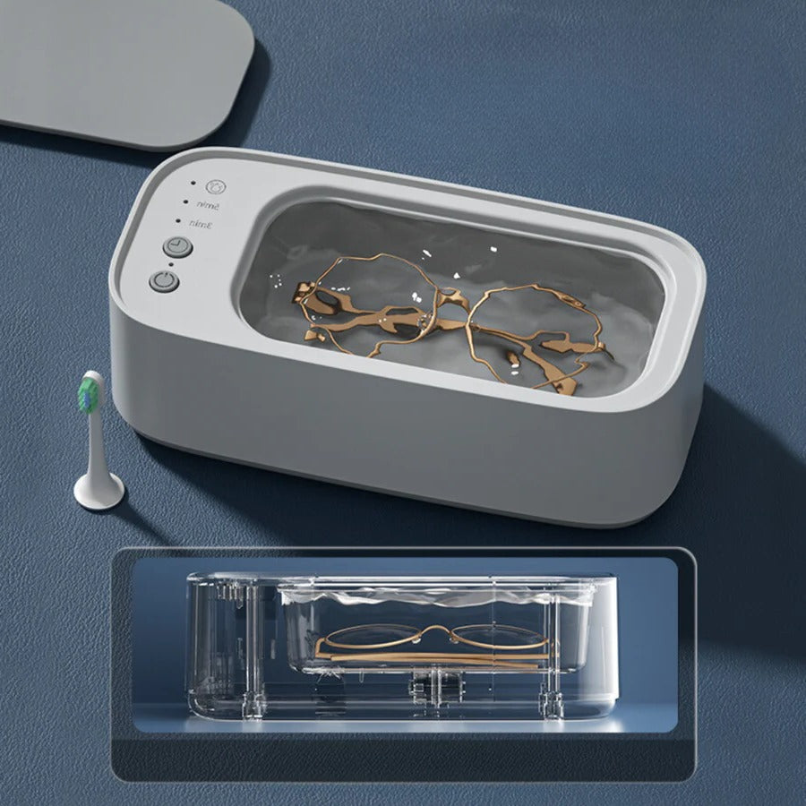 Nettoyeur à ultrasons intelligent | Appareil de nettoyage en profondeur au design écologique | Cycle rapide pour un entretien sans effort des bijoux et des lunettes