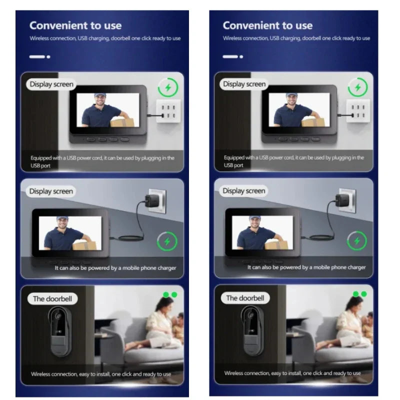 Wireless Video Doorbell with Intercom & HD Night Vision | 4.3 IPS Display for Enhanced Home Security