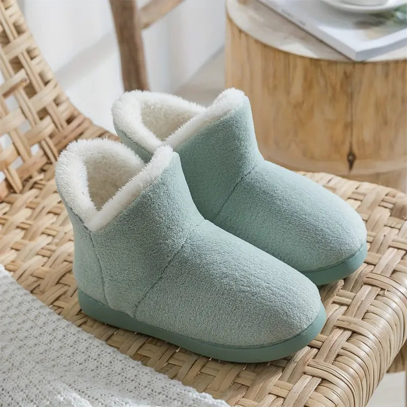 Women's Fleece-Lined Indoor Ankle Boot Slippers with Non-Slip Sole for Cold Weather