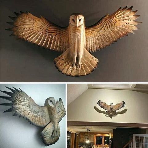 Chouette majestueuse | Décoration murale en bois avec finition naturelle | Artisanat pour une ambiance intérieure paisible