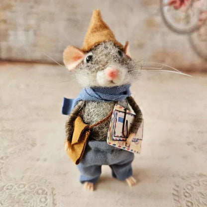 Felted Wool Mouse Figurine – Handmade Artisan Ornament for Christmas Tree, Holiday Mantel Display & Year-Round Shelf Decor