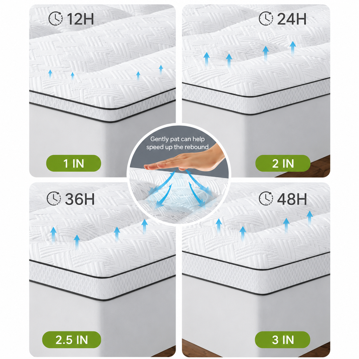 Comfort Cloud | Surmatelas en bambou avec plateau-coussin de 7,6 cm | Conception respirante pour un confort de sommeil ultime