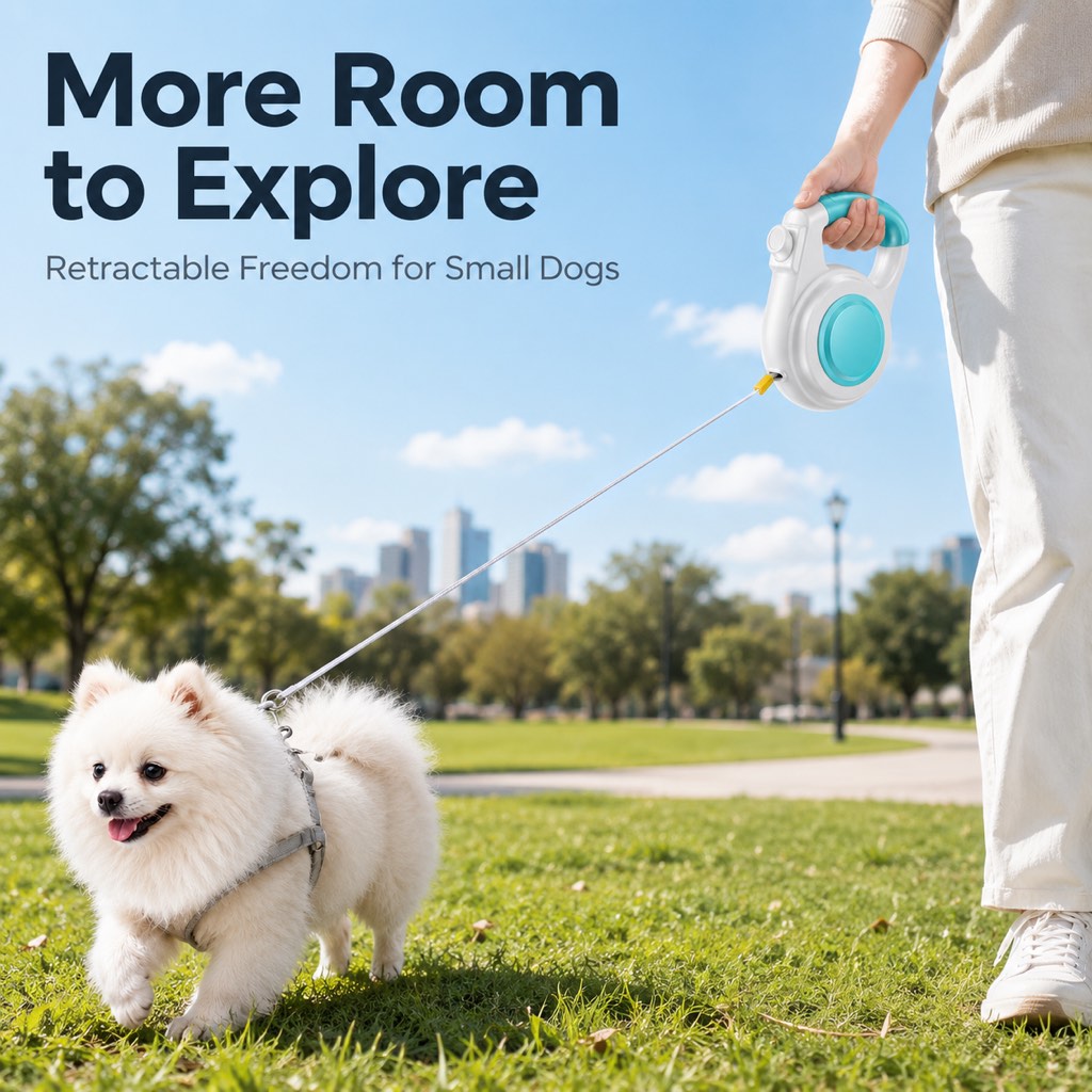 Ortekor Rechargeable Light-Up Retractable Dog Leash for Night Walks - Helps Small Dogs Stay Visible & Easy to Control