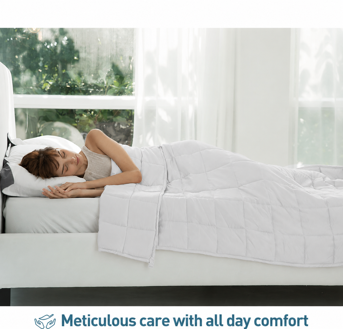 Confort douillet | Couverture lestée pour adultes en tissu rafraîchissant | Design respirant toutes saisons pour une détente absolue