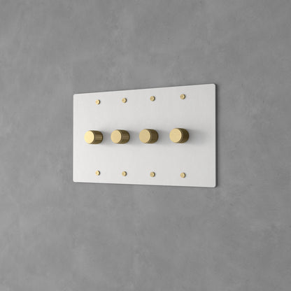 Rotary Light Dimmer Switch with Brass Knob for Stepless Brightness Adjustment in Living Room Bedroom Hallway Contemporary Wall-Mounted Panel