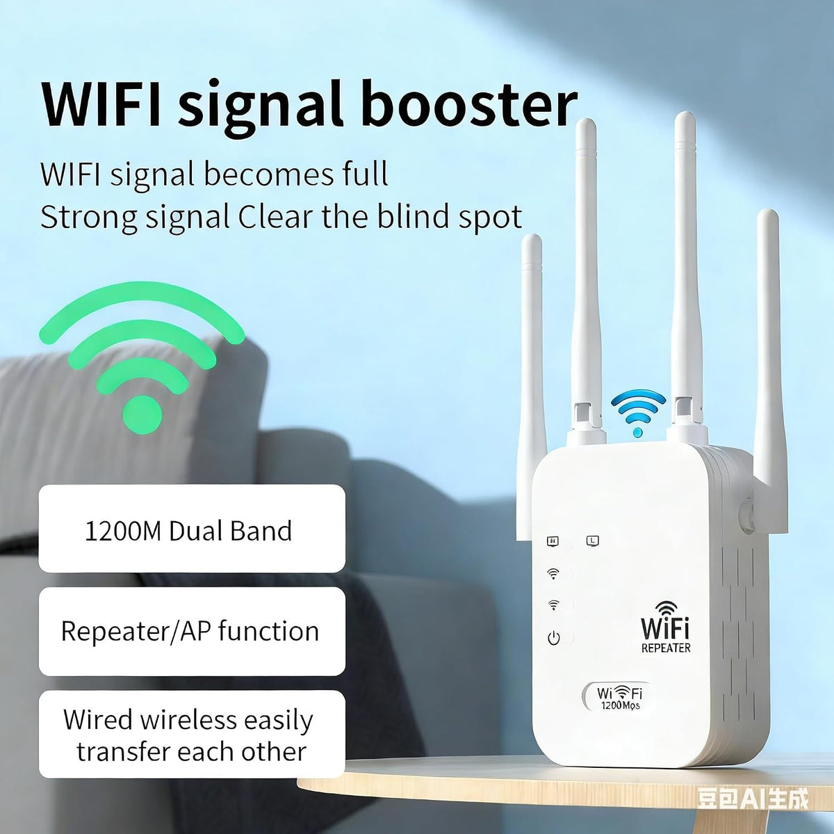 Dual-Band Outdoor WiFi Range Extender Weatherproof 1200Mbps Wireless Signal Booster for Backyard Patio Garage Shed RV