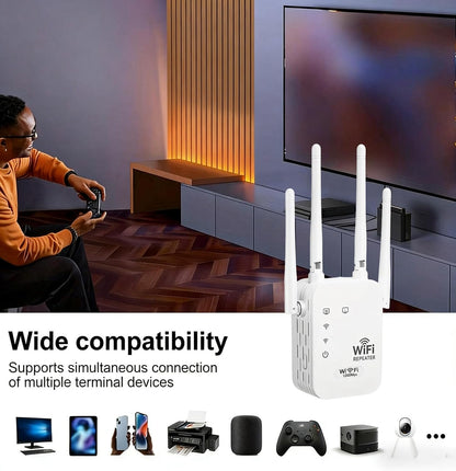 Répéteur WiFi extérieur bi-bande – Amplificateur 1200 Mbps résistant aux intempéries pour jardins, terrasses et garages