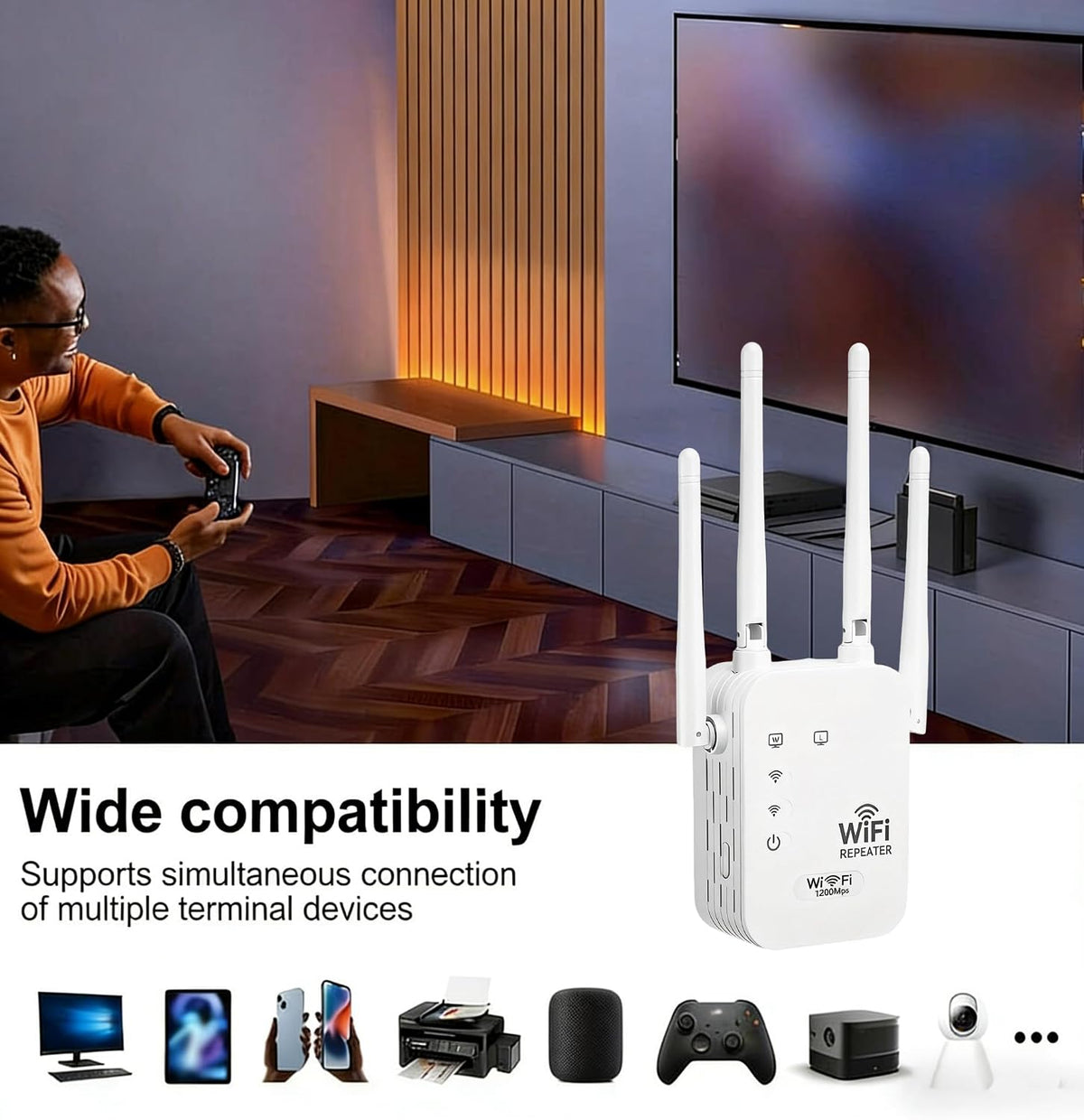 Répétiteur WiFi extérieur | Connectivité longue portée et conception résistante aux intempéries | Idéal pour le streaming dans les jardins et sur les terrasses