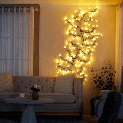 LED Branch Light Bendable 8ft Decorative Vine with Remote Timer Adjustable Copper Wire Twigs for Home Decor Mantle Living Room Bedroom Indoo