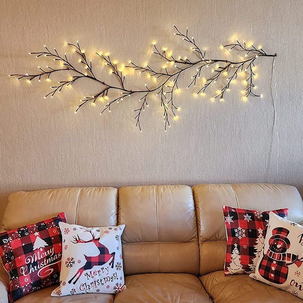 LED Branch Light Bendable 8ft Decorative Vine with Remote Timer Adjustable Copper Wire Twigs for Home Decor Mantle Living Room Bedroom Indoo