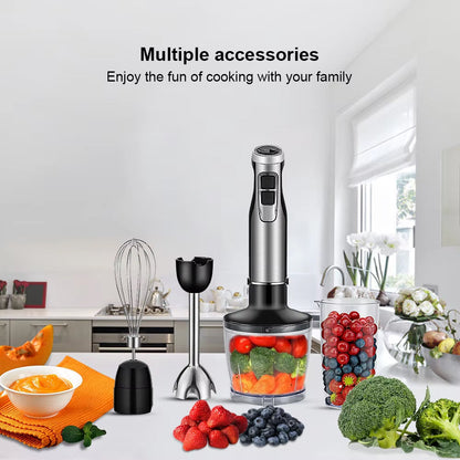 4-in-1 Immersion Blender with 1200W Motor & 6-Speed Control – Hand Blender Set with Chopper, Whisk & Cup for Soups, Smoothies, Sauces