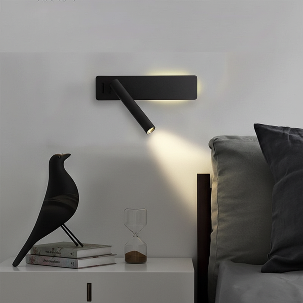 Adjustable LED Wall Reading Light with Rotatable Arm for Bedroom & Bedside | Modern Spotlight Sconce with Backlight, Matte Finish, Warm