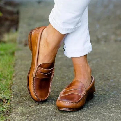 Cushioned Leather Slip-On Loafers for Women – Ergonomic Arch Support Footwear for All-Day Comfort & Casual Style