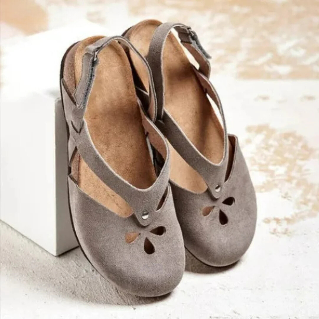 Arch-Support Closed-Toe Slingback Sandals for Women – Adjustable Cross-Strap Summer Footwear with Contoured Footbed for All-Day Wear