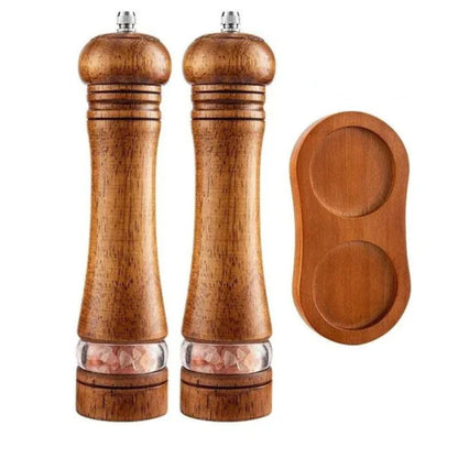 Ensemble de moulins à sel et à poivre manuels, mouture réglable, fenêtre transparente, finition en bois naturel, moulin à épices à manivelle pour cuisine et table à manger
