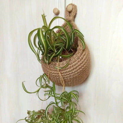Wall-Mount Rope Produce Organizer 14-Inch Natural Fiber Storage for Fruits Vegetables Kitchen Pantry Rustic Farmhouse Decor