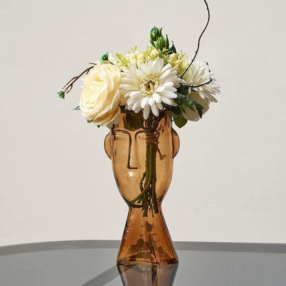 Artistic Face Handblown Glass Vase
