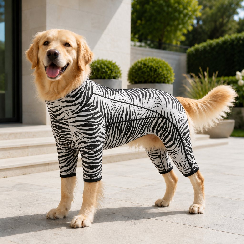 Ortekor Four-Leg Full-Body Dog Jumpsuit for Home & Outdoor Wear – Helps Contain Loose Fur & Everyday Dirt
