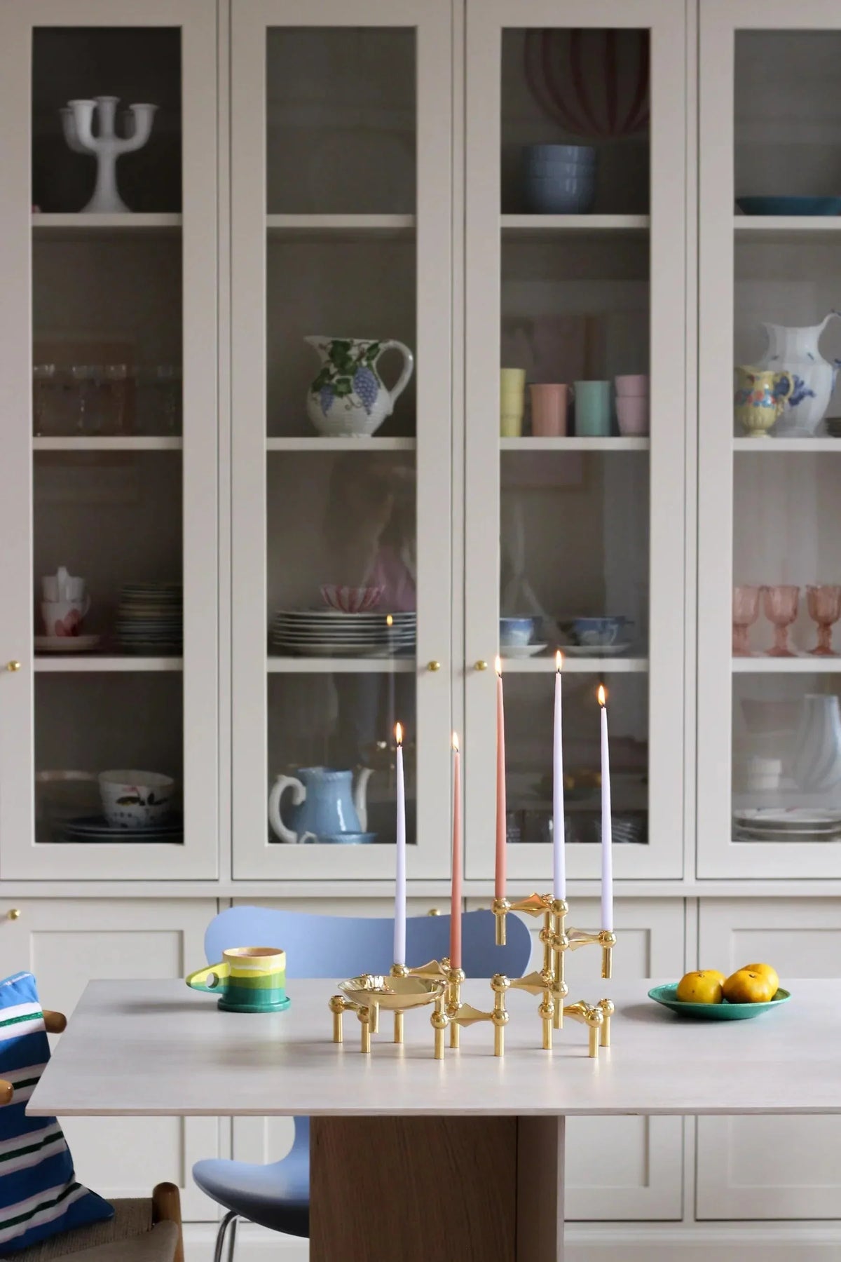 Stackable Brass Candle Holders 2.6 in Height Geometric Accent Pieces for Dining Table Sideboard Living Room Décor