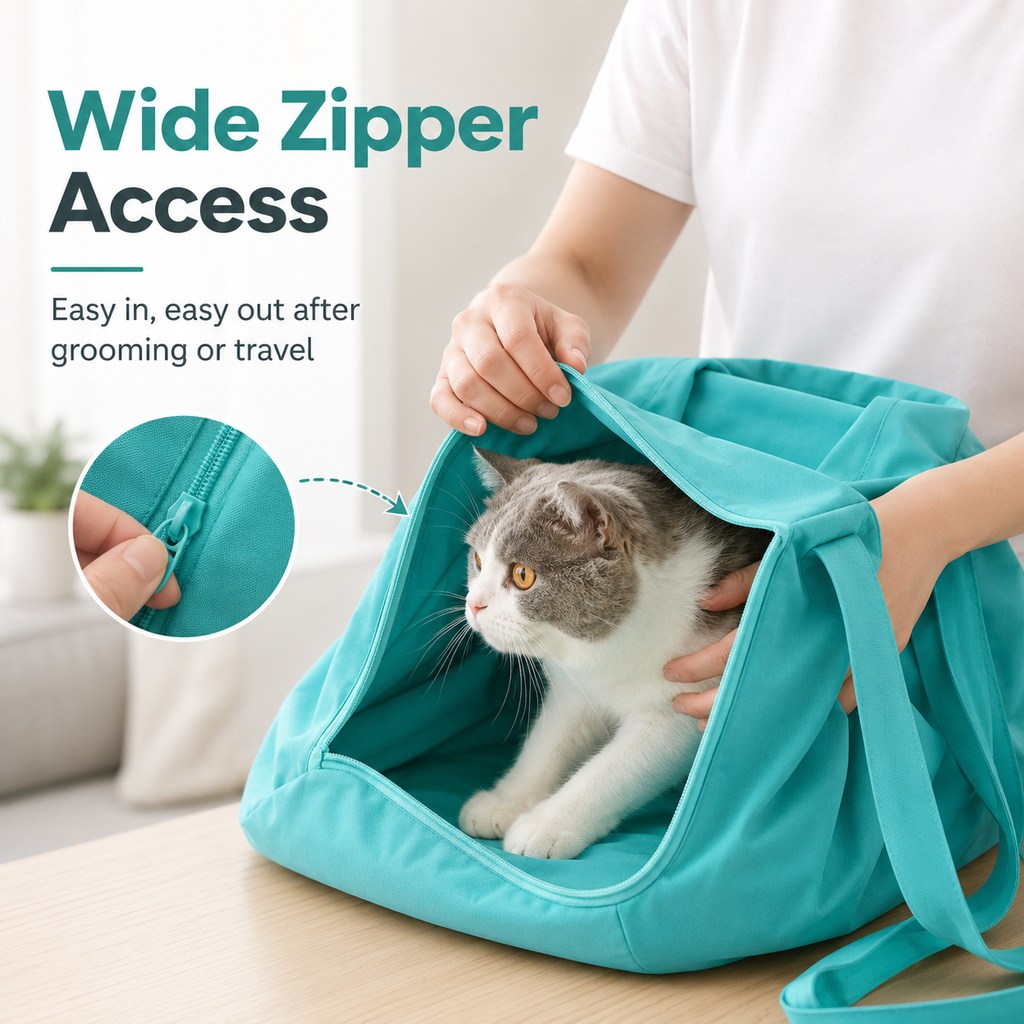 Ortekor Soft Cat Carrier Grooming Bag for Vet Visits &Nail Trims - Helps Reduce Scratching During Routine Care