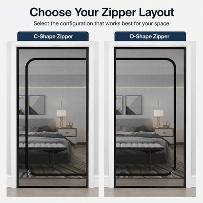 Ortekor Zippered Pet Mesh Door Barrier for Bedrooms & Home Offices - Helps Keep Cats in Designated Rooms Without Closing the Door