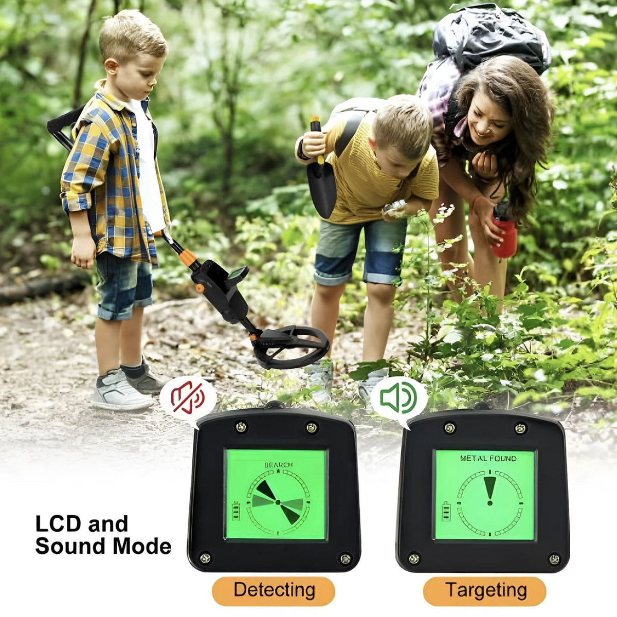 Junior Metal Detector with Waterproof Coil for Kids – Adjustable Treasure Finder with Target ID Mode for Beach, Park & Backyard Adventures